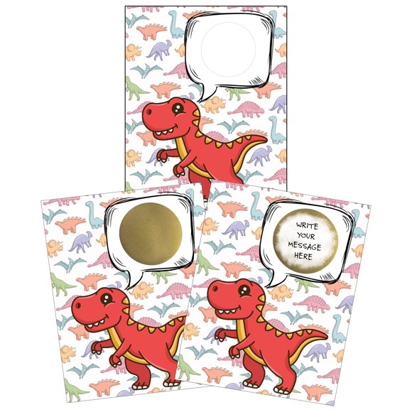 My Scratch Offs 50 Pack Dinosaur DIY Valentine's Day Party Scratch Off Cards & Stickers Dino Custom Surprise for Classroom, School, or Teacher Rewards for Students