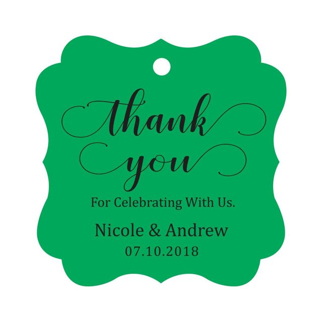 Darling Souvenir Custom Names Thank You For Celebrating With Us Wedding Hang Tags Personalized Party Tags-Green-100 Tags