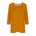 thumbnail image 3 of FAIWAD Oversized Tshirts for Women 3/4 Sleeve Button Decor Tops Cute Round Neck Basic Business Tees Blouses, 3 of 4