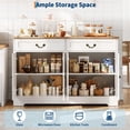 thumbnail image 3 of QinaQin Buffet de Style Ferme de 57 Pouces avec Espace de Rangement, Blanc, 4 Portes, 2 Tiroirs, Tablettes Ajustables, Armoire de Bar à Café, Unité de Rangement Multifonctionnelle Convenant au Salon et à la Salle à Manger, 3 of 9