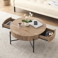thumbnail image 4 of Kojooin Round Coffee Table with 2 Drawers, Farmhouse Centre Table with Storage and Metal Frame for Living Room, 4 of 8
