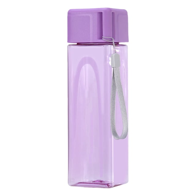O-055 Purple Minimalist Square Water Cup Plastic 500Ml Transparent Hydration Use