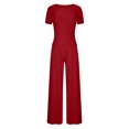 thumbnail image 4 of Ensembles de Pantalons en Lin pour Femmes 2 Pcs Pantalons en Lin Femmes Ensemble de Vêtements d'Été Femme Col Rond Manches Courtes Hauts Ensembles de Pantalons Pantalons Style Pantalon S_6 Survêtements pour Femmes Rouge G, 4 of 5
