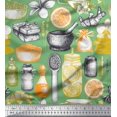 thumbnail image 1 of Soimoi polyester Crepe Fabric Ginger,Jar & Mortar and Pestle Kitchen Printed Fabric 1 Yard 42 Inch Wide, 1 of 3