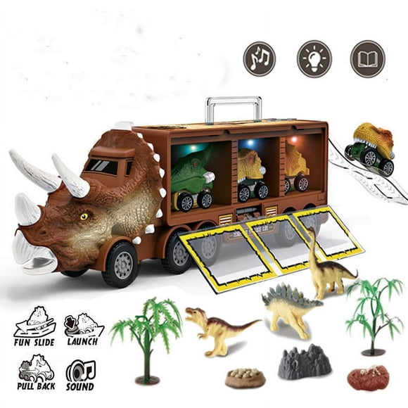 Dinosaur Toys for Kids 3-5 -Giant Dinosaur Truck 3 Dinosaurs and 3 Dinosaur Car with Lights and Sound Effects Best Kids Dinosaur Toys and Toys for 5 Year Old Boys Girls (Dinosaur Boy To