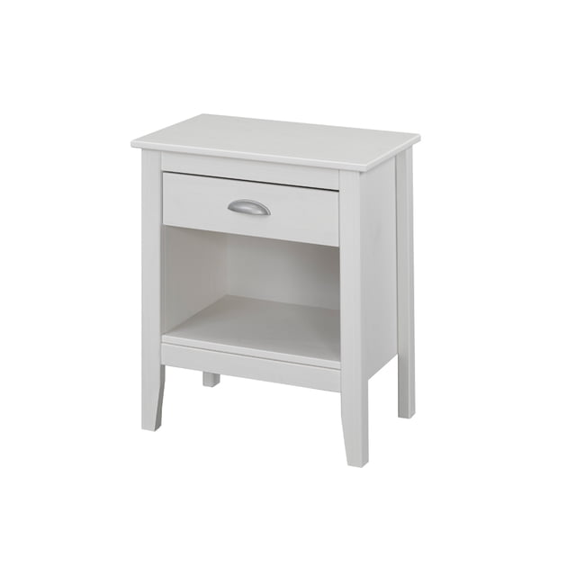 Lorie White Finish Wood Night Stand with 1 Drawer