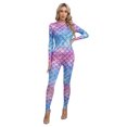 thumbnail image 1 of Oyolan Women's Fish Scale Print Jumpsuit Catsuit Long Sleeve One Piece Skinny Rompers Type G M, 1 of 4
