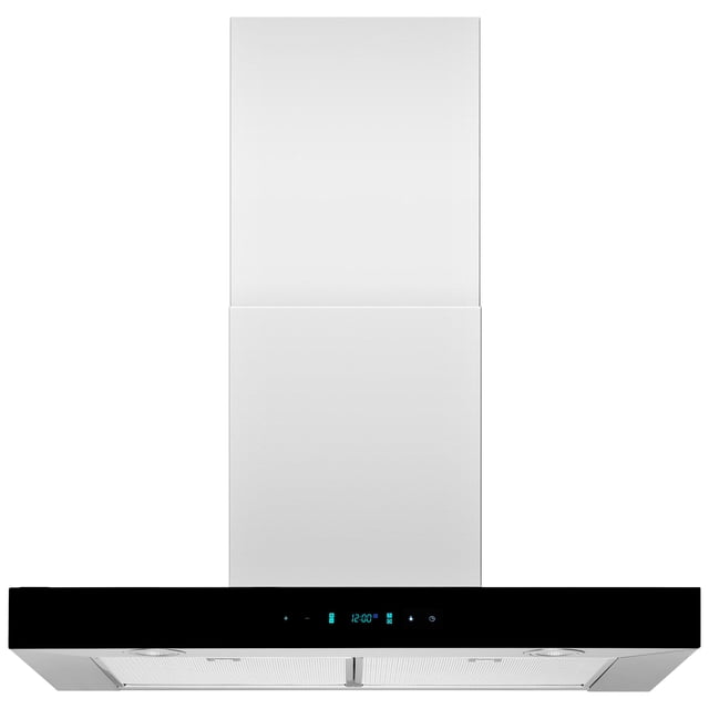 Blue Ocean Hotte de Cuisine Murale de 30” en Acier Inoxydable avec un design Européen Élégant et une Cheminée Ajustable. Elle Comprend un Flux d'Air Puissant de 760 CFM, des Commandes Tactiles à 3 Vitesses et Deux Lumières DEL de 1,5 W pour l'Éclairage. les Filtres en Aluminium Allant au Lave-Vaisselle et Deux Filtres au Charbon Inclus Offrent un Entretien Facile et une recirculation Intérieure. Approuvée par ETL Security pour une Utilisation au Canada et aux É.-U., Cette Hotte Fonctionne Silencieusement à 65 dB et Convient à un Tuyau de ventilation de 6 Pouces. Dimensions