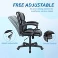 thumbnail image 2 of Mid-Back Faux Leather Ergonomic Executive Office Desk Chair，Black, 2 of 6