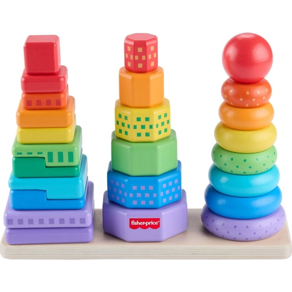 Fisher-Price Trieur de Formes Empilo en Bois, triage, 26 éléments - Exclusivité Walmart