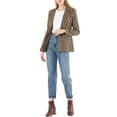 thumbnail image 2 of INSPIRE CHIC Blazer à Carreaux pour Femmes, Rentrée Scolaire, Revers Cranté, Manches Longues, un Bouton, Café, S, 2 of 7