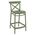 thumbnail image 1 of Compamia Cross Tabouret de Comptoir Contemporain en Résine pour Intérieur et Extérieur Vert Olive, 1 of 5