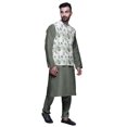 thumbnail image 2 of Atasi Kurta Pyjama Traditionnel Uni à Col Mandarin avec Ensemble de Veste Imprimée, 2 of 3