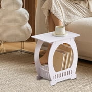 Yeciiwht Originalit Curved Square Table Night Stand, Sturdy Long-lasting Bedside Table Modernstyle Nightstand Movable Coffee Small Side Table for Bedroom, Living Room, Dormitory