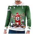 thumbnail image 2 of Ediodpoh Chandail de Sport à Col Rond pour Homme d'Hiver de Noël à Manches Courtes, Décontracté pour les Fêtes, Chandail de Sport à Col Rond pour Homme, Chandail pour Homme Vert Pâle_001 TTG, 2 of 4