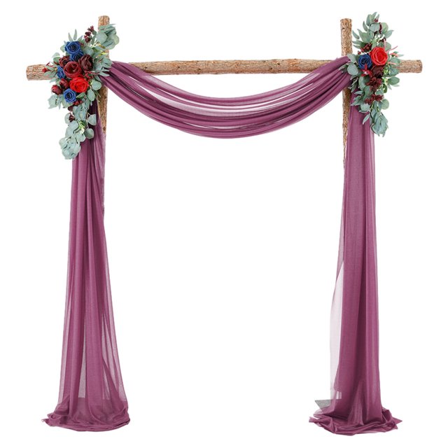 fastboy Ensemble de 2 Pcs Draperie d'Arche de Mariage Tissu Chiffon Élégant Rideau de Draperie pour Cour Mariage pour Mariage Violet Foncé