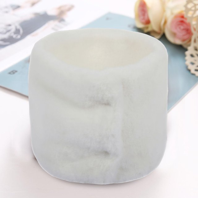 Winter Furry Plush Neck Warmer Solid Color Windproof Buttons Circle Loop Scarf Neckerchief winter gloves White