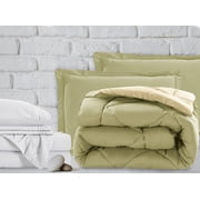 Mocassi 7-Piece Bed-in-a-Bag Comforter & Sheet Set 7-Piece Cali King Size Bed-in-a-Bag, Super Cozy Bed Sheets and Comforter Set, Wrinkle and Stain Resistant, Sage/Cream