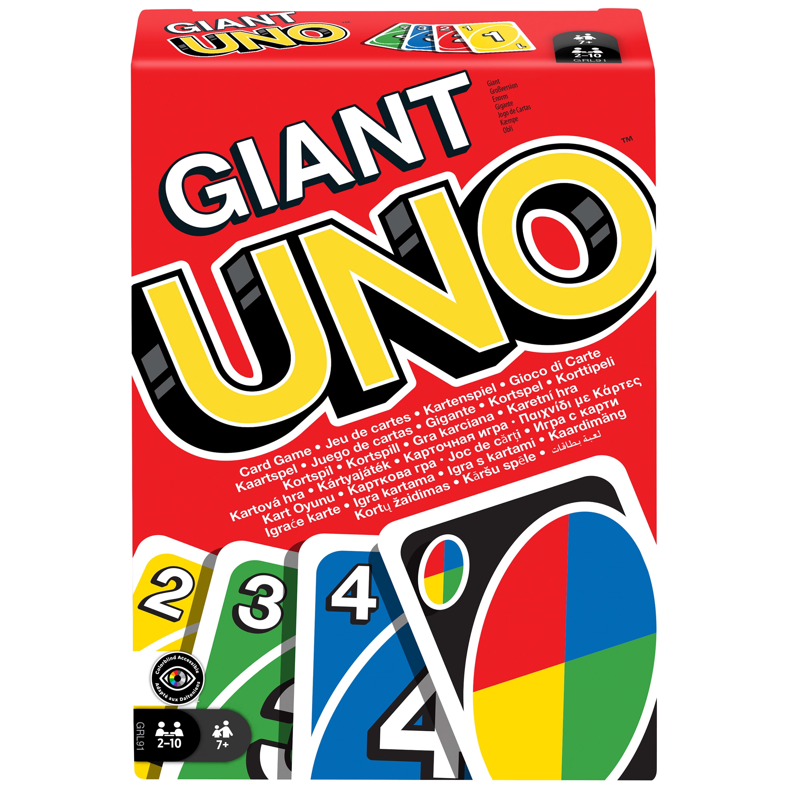 Giant UNO Card Game for Kids, Adults & Families, Color Blind Accessible Deck with Large-Sized Cards