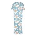 thumbnail image 3 of Offres des Fêtes Iumwxz Pyjamas Doux Tendance Ensembles Assortis Tenues de Voyage pour Femmes Imprimé Floral Col Rond Manches Courtes Taille Élastique Pantalon Court Ensembles 2 Pcs pour Femmes Rue, 3 of 4