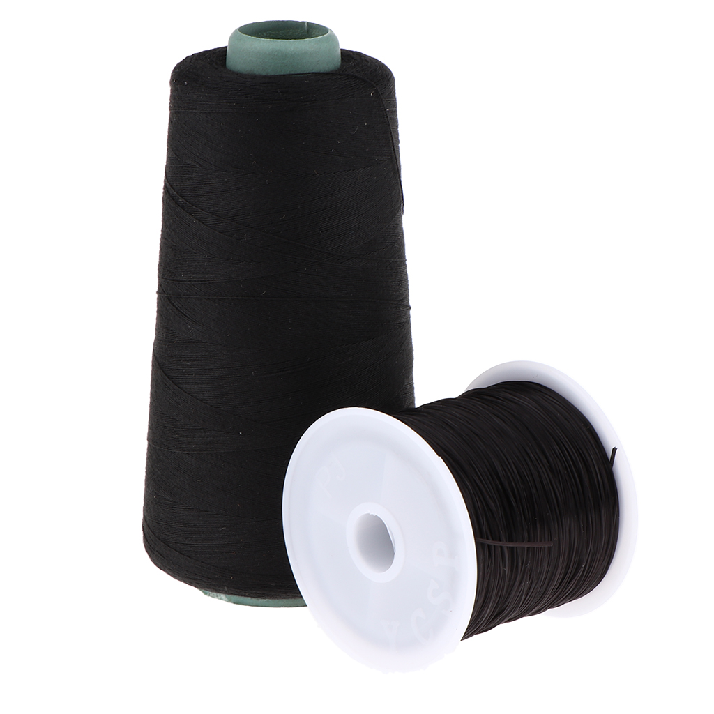 TISHITA 60m Threads Hair Extension Stretchy Elastic Weaving Thread Sewing Weft - Black