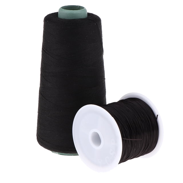 TISHITA 60m Threads Hair Extension Stretchy Elastic Weaving Thread Sewing Weft - Black