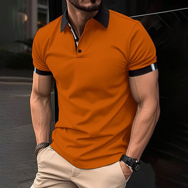 ylioge Mens Shirts Short Sleeve Golf Tees Shirt Office Work Pullover Button Collared Casual Color-Block Loose Comfort Tshirts Tops