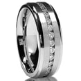 thumbnail image 1 of 7MM Men's Eternity Titanium Ring Wedding Band with Cubic Zirconia CZ size 7.5, 1 of 5
