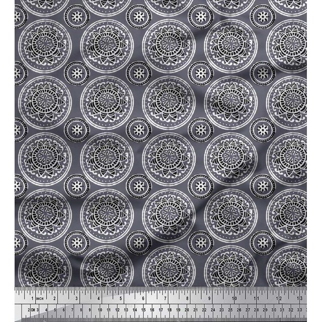Soimoi Cotton Poplin Fabric Floral Block Decor Fabric Printed Yard 42 Inch Wide