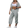 thumbnail image 1 of UPPADA Fall Outfits Two Piece,Women Two Piece Fall Outfits 2 Pc Oversized Outfits Fleece Zip up Hoodie Matching Drawstring Joggers Tracksuit Sets with Pockets Gray,XL, 1 of 6