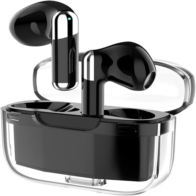 CUITING Real Time Language Translator Earbuds Bluetooth 5.3 Denoise Translator Earphones Support 144 Languages with APP in Transparent Case for Smart Phone White