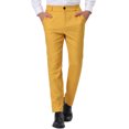 thumbnail image 1 of INSPIRE CHIC Men's Pants Stripes Zipper Closure Front Pockets Dress Pants 34 Yellow White, 1 of 7