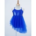 thumbnail image 4 of Jizyo Robe de Danse Lyrique à Sequins pour Filles Robe Tutu de Ballet Dos Croisé Justaucorps de Gym une Pièce Tenues de Danse Bleu Foncé m, 4 of 7