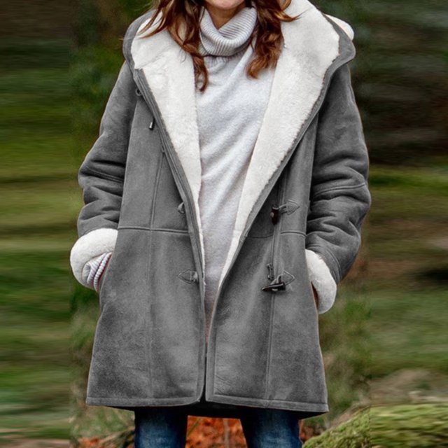 PVCS Womens Warm Faux Coat Jacket Winter Button Solid Long Sleeve Outerwear