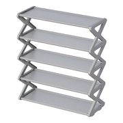 Riwcyla 5 Tier Shoe Rack X Shape Shoe Organizer Dust,proof Storage Shelf Galvanized Steel Non,Woven Fabric for Entryway Living Room Office Gray