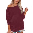 thumbnail image 2 of EIMELI Chemise Femme Liquidation Grande Taille Femme Décontractée Manches Longues Uni Ample Col Rond Chemise Blouse Haut Rouge TG, 2 of 6