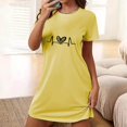 thumbnail image 2 of Rbaofujie Chemise de Nuit pour Femme Chemise de Nuit Courte Surdimensionnée pour Femme Robe Imprimée à Col Rond et Manches Courtes Vêtement de Nuit pour Femme, 2 of 6
