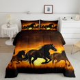 thumbnail image 1 of Erosebridal Ensembles de Literie 3D Cheval Double avec Couette, Insert de Couette Animal de Jungle, Décor Coucher de Soleil en Forêt, Réversible 3 Pcs, 1 of 7