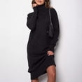 thumbnail image 2 of cfhntfmh Robes Chandails pour Femmes Tricot Doux Col Montant Manches Longues Robe Chandail Fête Décontractée Couleur Unie Robe Mini, 2 of 3