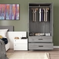 thumbnail image 3 of Better Home Products Armoire Garde-Robe en Bois à 2 Portes avec 2 Tiroirs, Gris, 3 of 10
