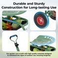 thumbnail image 3 of Garden Scooter Rolling Work Seat, 360° Swivel Heavy Duty Garden Cart with 10-Inch All-Terrain Tires, Extendable Steering Handle & Metal Tool Tray for Planting, Weeding, 3 of 9