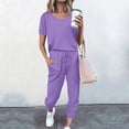 thumbnail image 2 of Yuyuzo Womens Workout Sets 2 Piece Short Sleeve Crew Neck T-Shirts Drawstring Jogger Pants with Pockets, 2 of 5