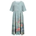 thumbnail image 4 of Long Sleeve Dress Women Womens Fashion Printed Short Sleeve Round-Neck Long Dress Long Sleeve Summer Dress Summer Long Dress for Women Long Summer Dress for Women, 4 of 4