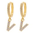 thumbnail image 1 of LSLJS Dainty Gold Plated Initial Hoop Earrings Letter Alphabet Dangle Earrings Fashion Sparkly Rhinestone Letter Initial Pendant Drop Earrings for Women Valent, 1 of 1