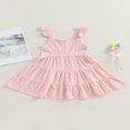 thumbnail image 4 of EIMELI Robe d'Été pour Filles Tout-Petits Mignonne à Manches Volantes Robe Trapèze Robe Princesse à Volants Rose 7-8 Ans, 4 of 8