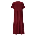 thumbnail image 4 of Fshaion Robe d'Été pour Femmes 2024 Grande Taille Coton Lin Couleur Ample Col en V Manches Courtes Robe Liquidation à Moins de 10!, 4 of 5