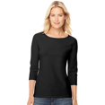 thumbnail image 1 of Hanes 00090563950584 T-Shirt à Manches Raglan en Coton Extensible pour Femmes, Noir - Grand, 1 of 2