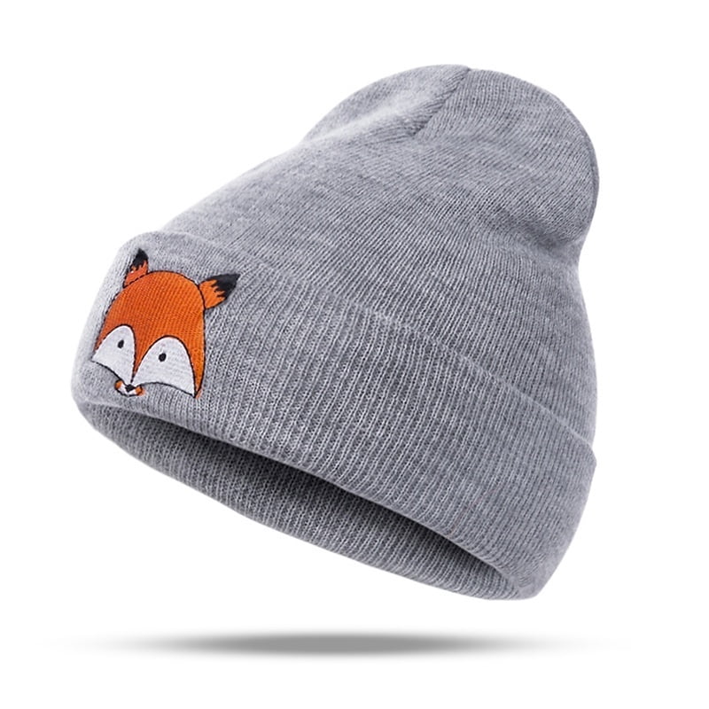 Bonnet Tricoté pour Bébé en Coton Doux Fox Casquette Extensible pour Nourrisson Casquette Chaude
