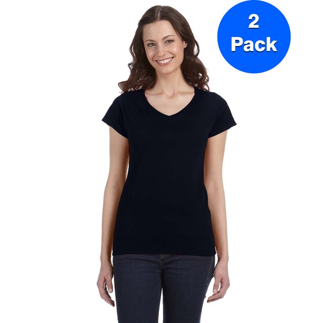 Gildan T-Shirt Ajusté à Col en V pour Femmes SoftStyle - G64VL (Lot de 2)