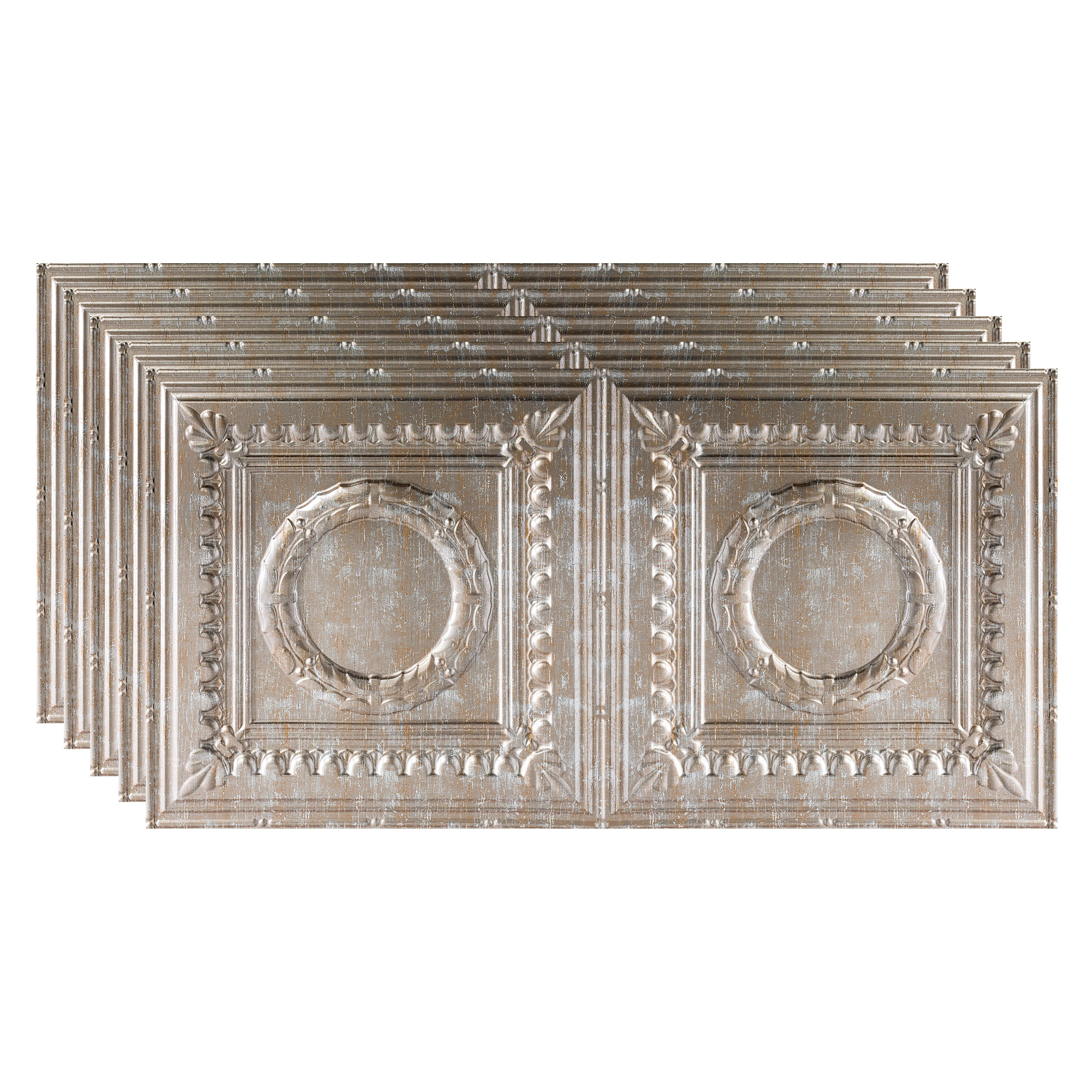 Fasade Decorative Vinyl Ceiling Panel 2ft x 4ft 5 Pack Vintage Metal